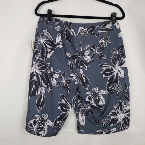 Good Threads Mens Hawaiian Shorts Gray Floral cargo pocket 32 - Picture 4 of 6